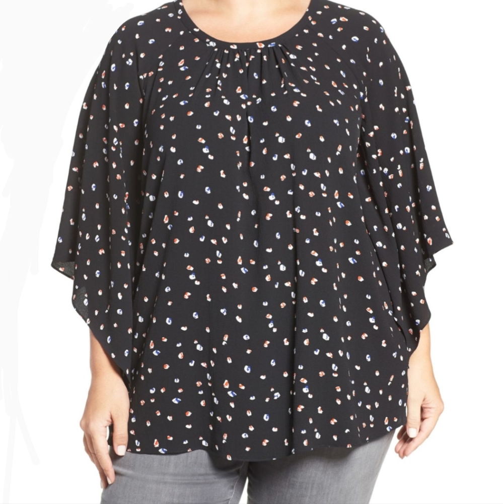 Vince Camuto Animal Pop Print Kimono Sleeve Blouse 2X